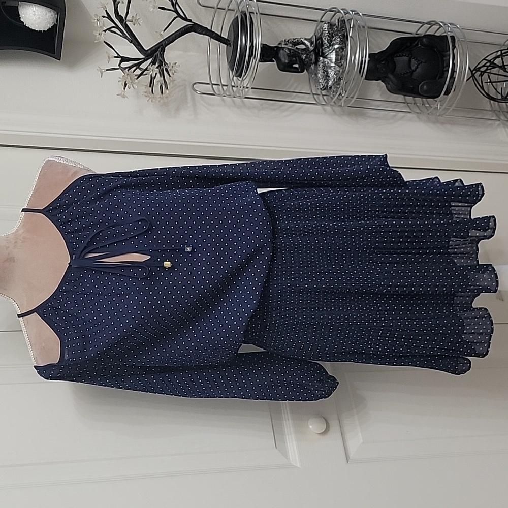 Michael Michael Kors Blue White Pindot Peekaboo Dress, EUC, Size M